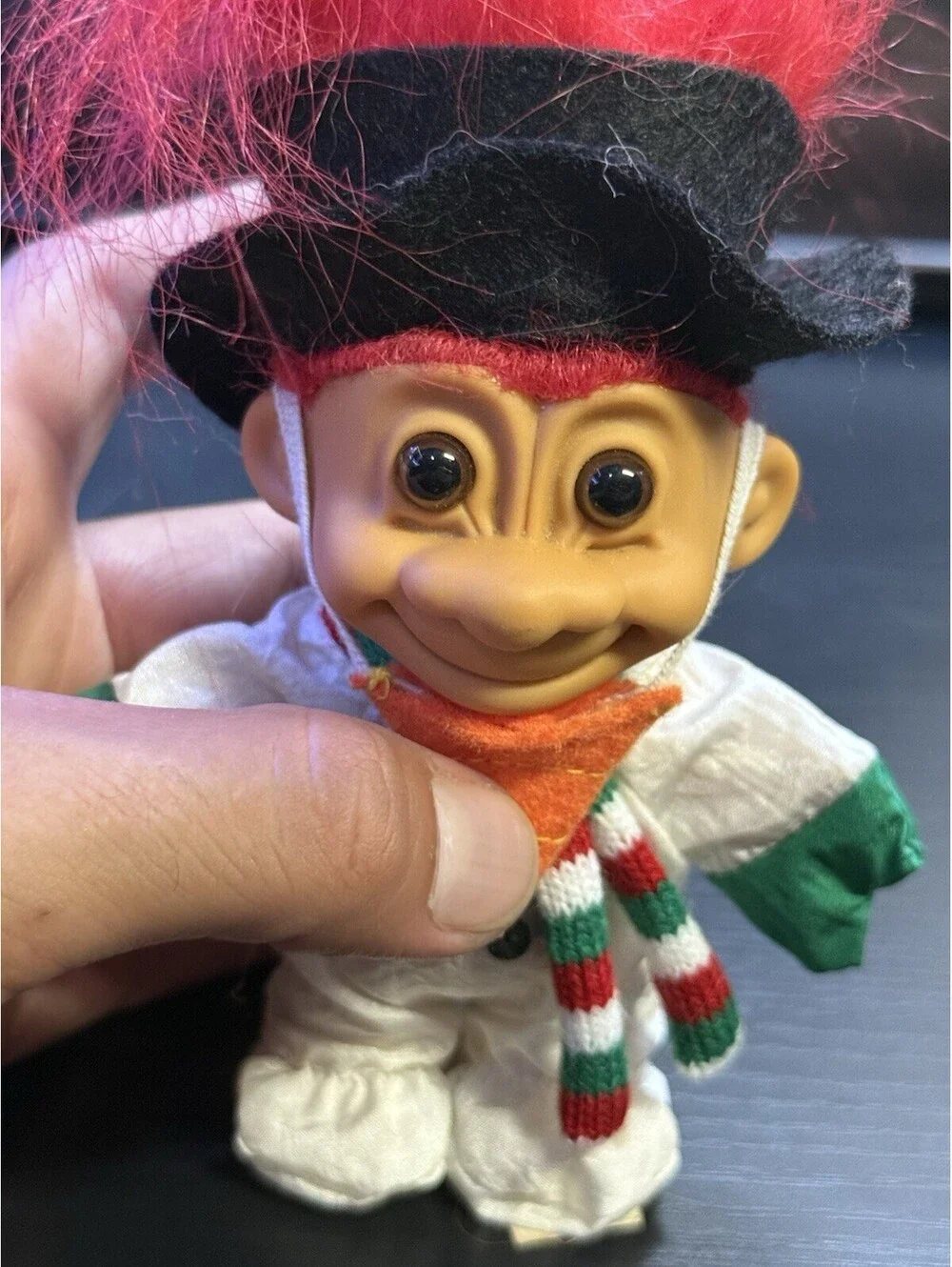 Russ Christmas Troll Doll Snowman Red Hair Top Hat Scarf Mask Item 18047